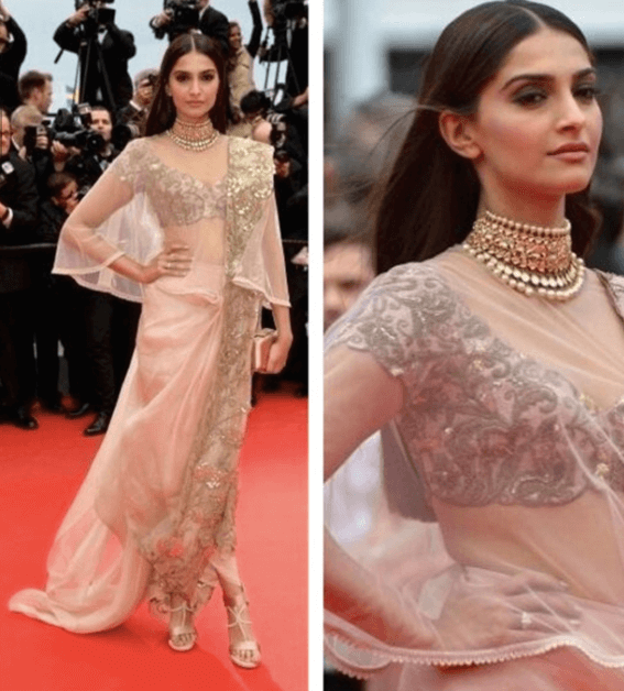 Sonam At Cannes - Day 6 In an Anamika Khanna Saree Dress