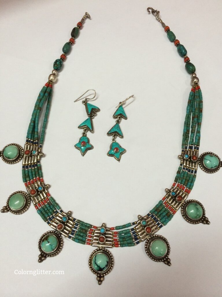 Turquoise Necklace And Earrings 