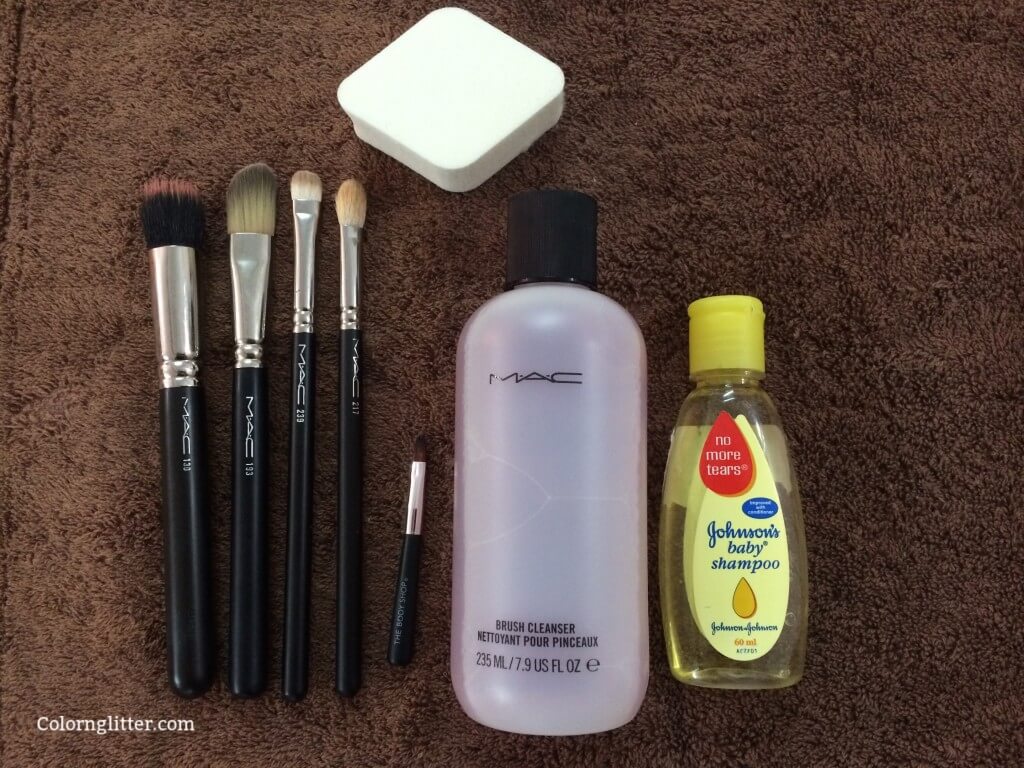 Getting Ready For Deep Cleansing Brushes with Baby Shampoo and MAC Brush Cleanser